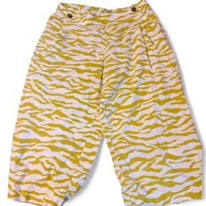 Andrew Marc Yellow green and White Zebra Print Pants